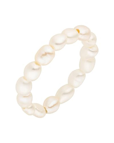 Purelei Pearly Ring (Weiß), Elastischer Anti-Stress Ring aus wasserfesten Perlen, Eleganter Ring mit Keshi Perlen, Geschenke für Damen, Anxiety Ring, im Sale